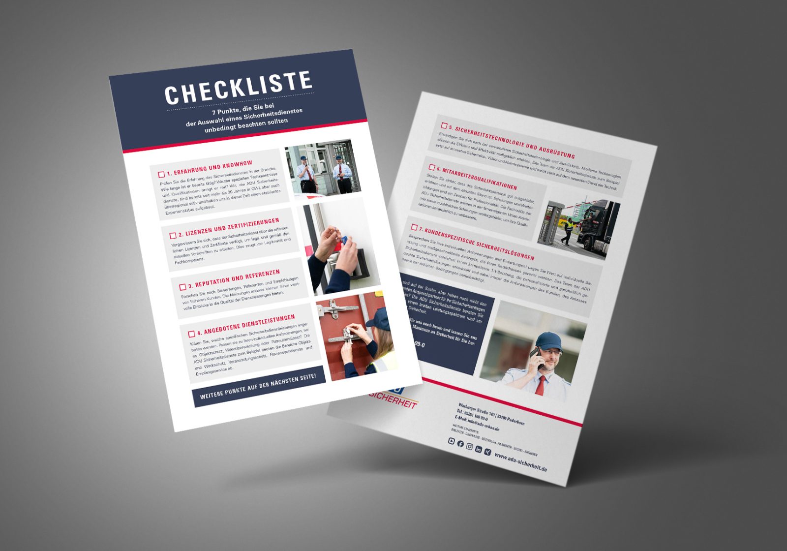 Checkliste für die Auswahl eines geeigneten Sicherheitsdienstes von ADU Sicherheitsdienste